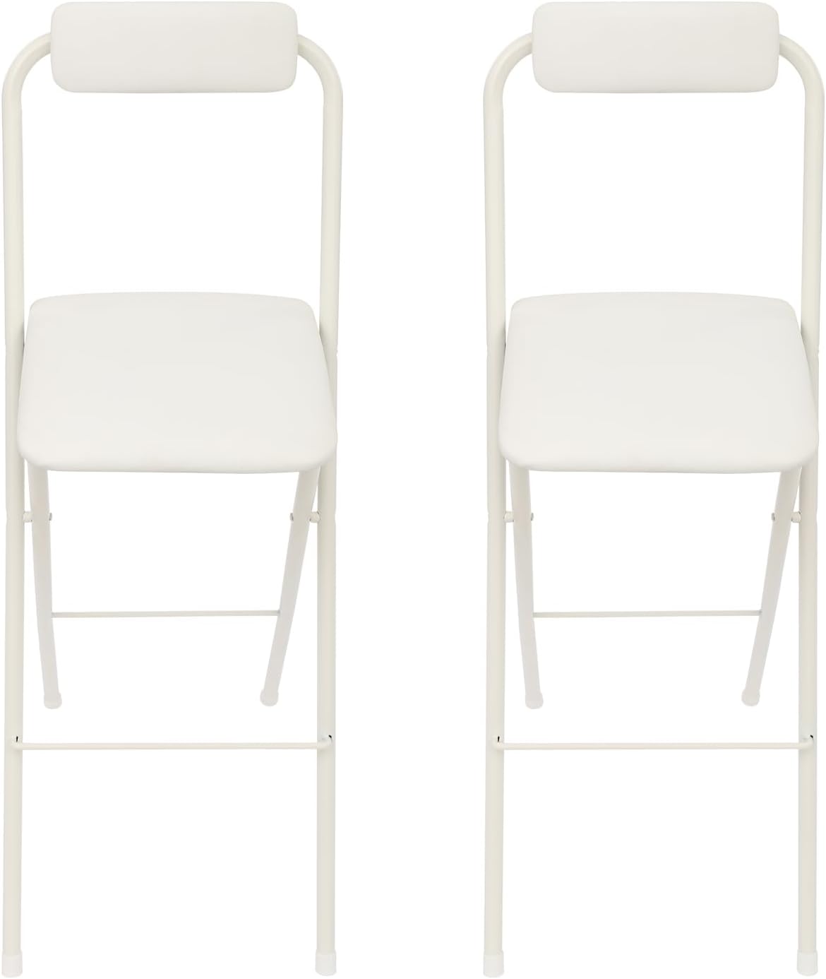 Foldable Bar Chairs Set of 2, Black & White Tall Folding Stool Chair with Backrest Portable for Indoor Outdoor, 276 LBS Capacity (White, 2 PCS)