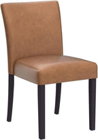 Watson & Whitely Upholstered Kitchen & Dining Room Chairs with Low Back, Faux Leather Armless Dining Chairs with Solid Wood Legs, Set of 2, Saddle Brown