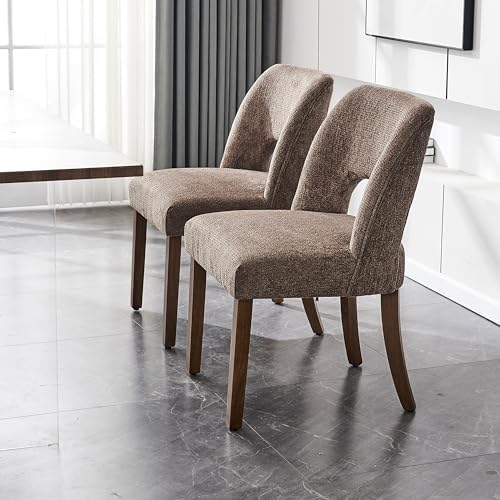 VKNOW Dining Chairs Set of 2, Fabric Dining Chairs, Brown