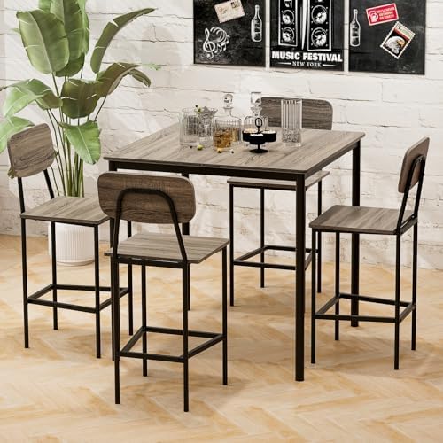 Tangkula Counter Height Dining Table Set, Bar Table and Chairs, Pub Table and...