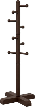 Coat Rack, Freestanding Coat Racks with 8 Hooks 2 Adjustable Height, Tree Coat Rack for Bedroom, Hallway, Entrance, Office, Hats, Handbags,Purse (Brown)