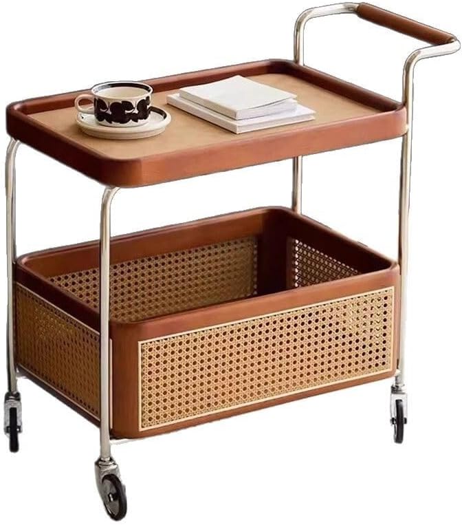 Sofa Side Table Side Table Second-Hand Trolley Wood Rattan Living Room Mobile...