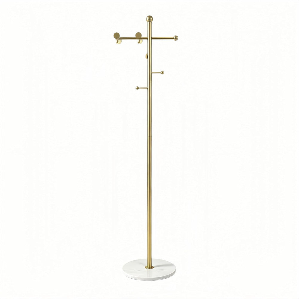 Modern Freestanding Coat Rack, with Marble Base and 8 Hooks