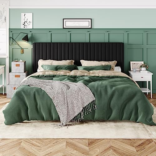 Allewie King Platform Bed Frame, Velvet Upholstered with Adjustable Vertical ...