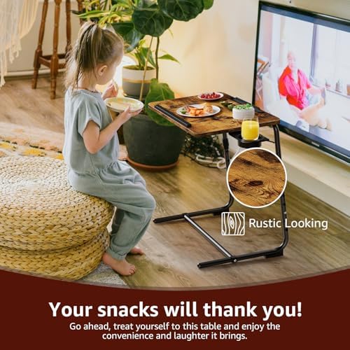 TV Trays Set of 4 - Folding TV Tray Adjustable Dinner Trays for Eating On Cou...