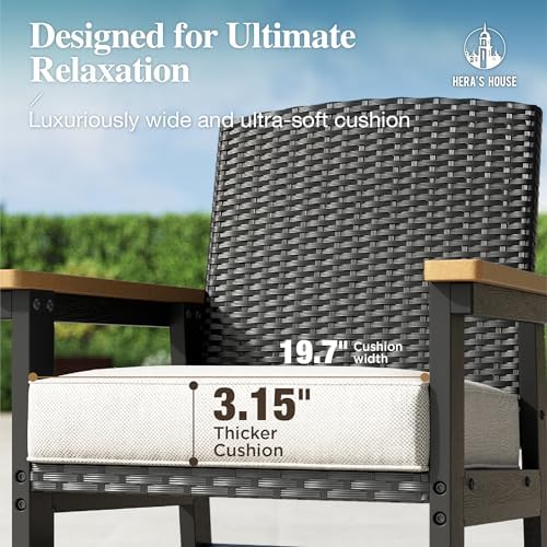 HERA'S HOUSE 7PC Patio Dining Set for 6, HDPE Outdoor Table & 6 Chairs