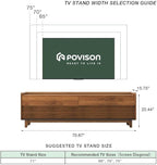 POVISON Fully-Assembled Mid Century Modern TV Stand with Legs, Wood Media Console with Adjustable LED Light, Entertainment Center with Storage for Living Room