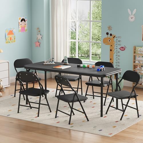 GAOMON 7 Piece Set Folding Table and Chairs Set for Boys and Girls