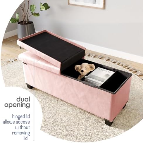 Storage Ottoman Bench with Bins, 43-in Storage Bench for Bedroom End of Bed, ...