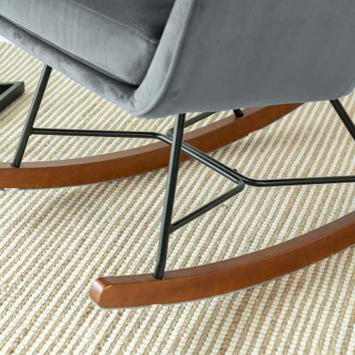 Upholstered Rocker, Mid Century Modern Gliding Accent Chair with Soft Foam Se...