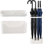 White Umbrella Racks, 1 Set Compact Space-Saving Storage for Long Stick & Foldable Umbrellas, No-Drill Wall Mount Water Draining Organizer, Height Adjustable Holder, Indoor Home Entryway & Office Use