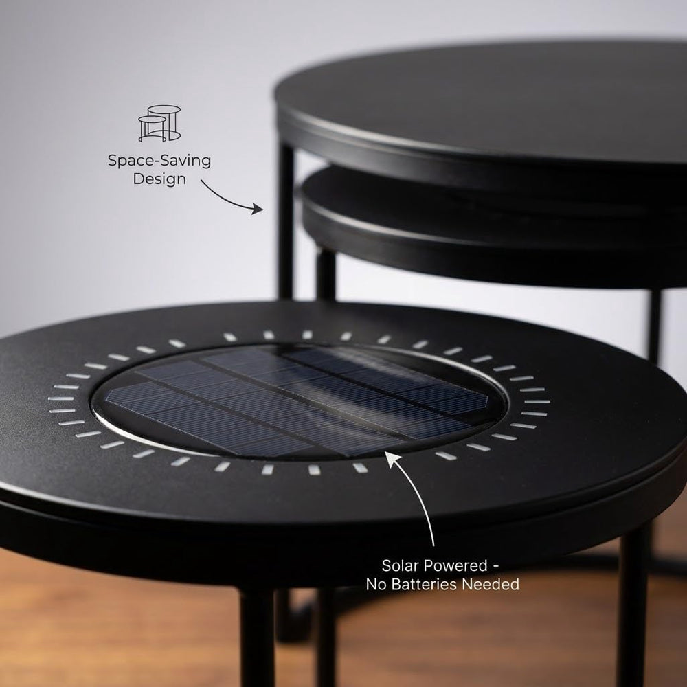 Solar Powered LED Light OutdoorIndoor Tables Modern Nesting End