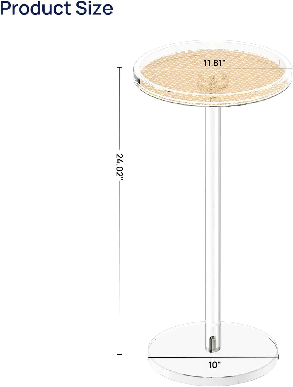 HMYHUM Acrylic Rattan Drink Table for Small Spaces, 11.8'' L x 11.8&#...