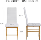 PU Dining Chairs Set of 4, Modern Kitchen & Dining Room Chairs Faux Leather Upholstered Dinner Chairs with Metal Legs for Small Space (Gold, Crossbar)