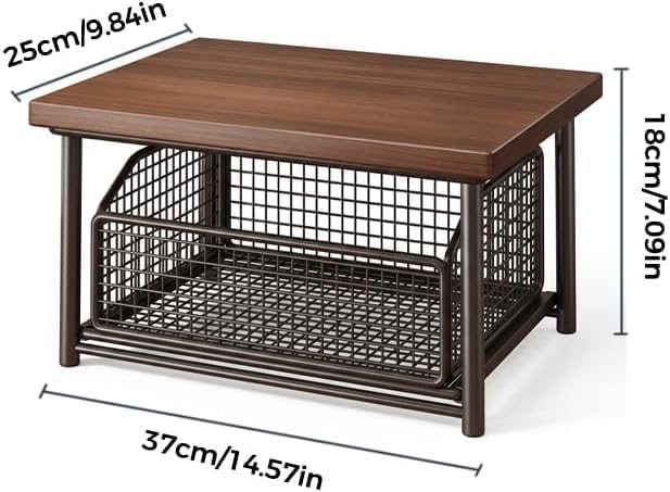 Desktop drawer-style storage rack with wooden top—suitable for kitchens, offi...