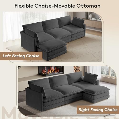 ROWHY 104'' Modular Sectional Cloud Couch with Movable Ottoman, 4 Sea...