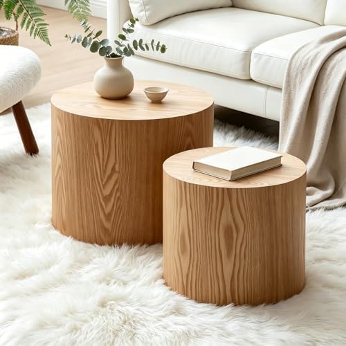 Small Wood Side Table Round Nesting End Table Coffee Tables Nesting Tables Se...