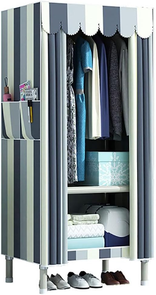 Portable Canvas Wardrobe 66x45x170CM - Large Capacity Multifunctional Clothes...