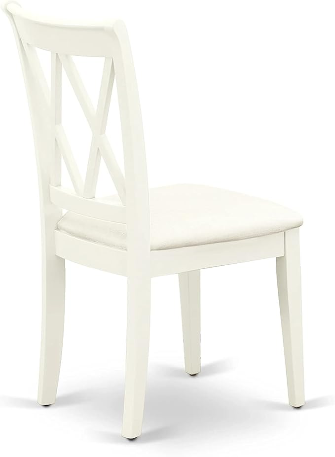 East West Furniture DOCL6-LWH-C 6 Piece Modern Dining Table Set Contains a Rectangle Wooden Table with Butterfly Leaf and 4 Linen Fabric Dining Chairs with a Bench, 42x78 Inch, Linen White