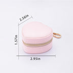 Heart Shape Ring Holder Keychain, Mini Travel Jewelry Case for Wedding Ring, Sports & Vacation, Portable Zipper Clutch Organizer for Earrings Necklace, Premium Gift for Women Girls (Pink)