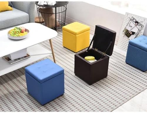Bonded Leather Square Cube Storage Ottoman,12x12x14inch,Upholstered Foot Rest...