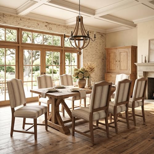 ROCITY Linen Dining Chairs Set of 2 Upholstered Farmhouse Dining Room Chairs ...