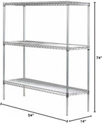 Omega 14" Deep x 54" Wide x 74" High 3 Tier Chrome Starter Shelving Unit