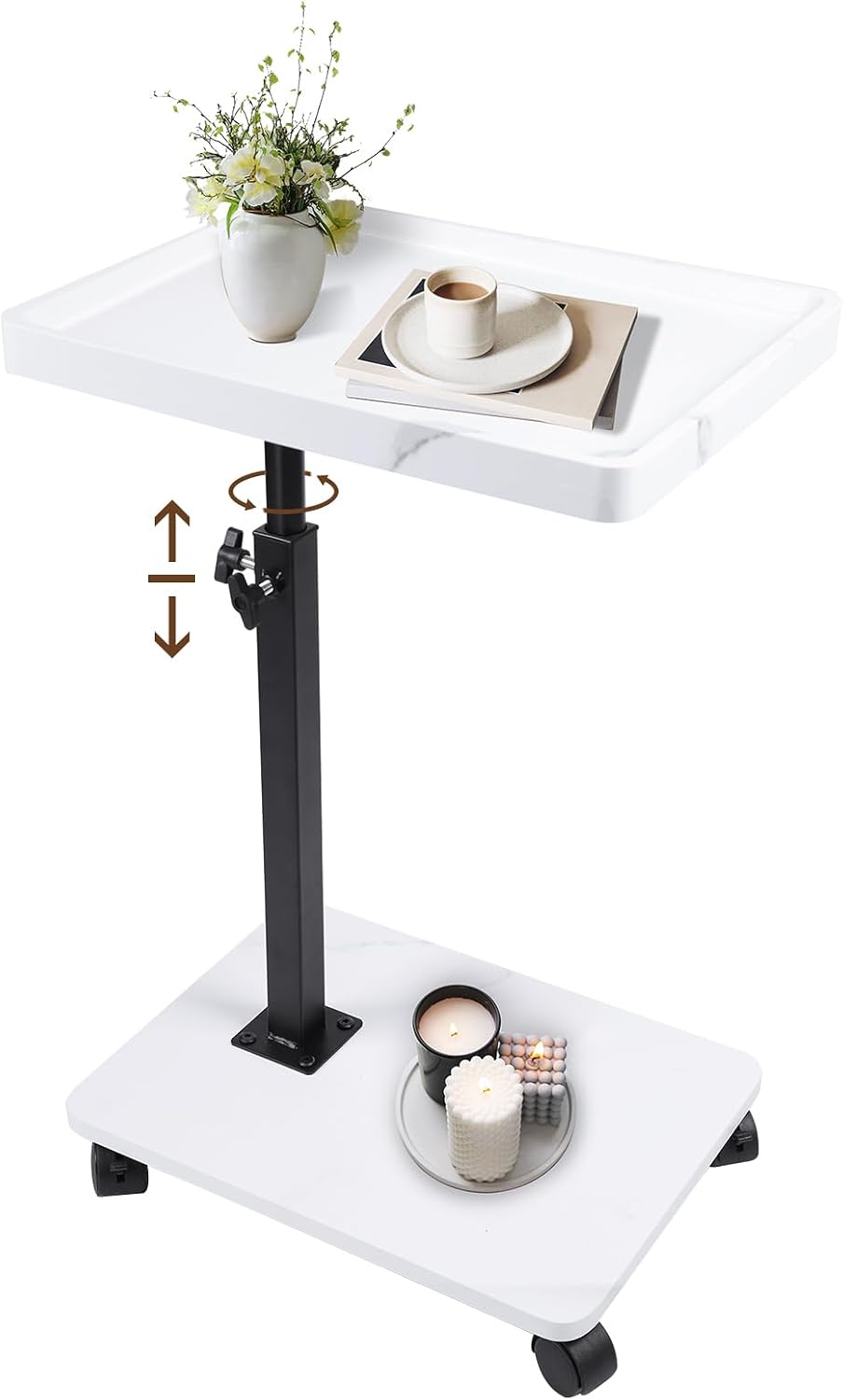 C Table Side Table End Table Adjustable Height，C Shaped End for Couch，Snack T...