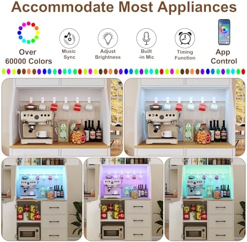 DreamDashio Pantry Cabinet with Adjustable Shelves and 3 Drawers, Tall Kitche...