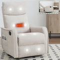 360 Swivel Rocker Recliner Chair for Adults with Heat Massage Function Adjustable Backrest Footrest Glider Reclining Chair for Bedroom Living Room Office