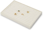 Jewelry Ring Display Tray Beige Microfiber Ring Earrings Display Organizer Tray