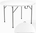 VINGLI White 48" Round Bi-Folding Commercial Table, 4 Feet Portable Plastic Dining Card Table for Kitchen or Outdoor Party Wedding Event, 1-Pack