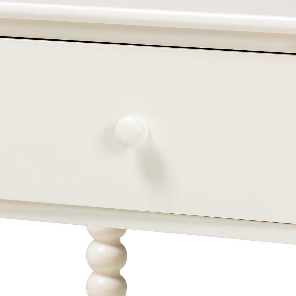 Baxton Studio Rimona End Table with Bobbin Legs - 1-Drawer Accent Table with ...