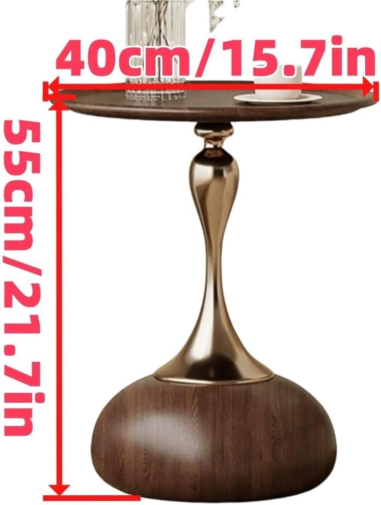 Metal Columns Table, Modern Round End Table, Small Dining Table, Simple Bedsi...