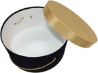 Sarah's Hat Boxes Classic Black/Gold Hat Box – 18.5" x 9.5" (Dia. x Ht.) Handmade in USA – Odorless Non-Toxic Adhesive, Cording Handle – Premium Storage for Hats & Accessories