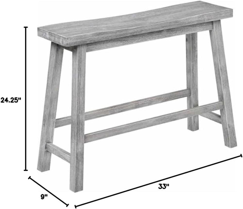 Pemberly Row Wood Backless Bench, Storm Gray Wire-Brush Finish, 33 in Wide, A...