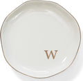 HOME SMILE Initials Ring Dish Jewery Tray with Personalized W-Monogrammed Engagement Wedding Gifts for Friends,Sister,Birthday Christmas Gifts for Women,Ceramic White