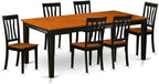 East West Furniture QUAN7-BCH-W 7 Piece Dining Table Set Consist of a Rectangle Wooden Table with Butterfly Leaf and 6 Dining Room Chairs, 40x78 Inch, Black & Cherry