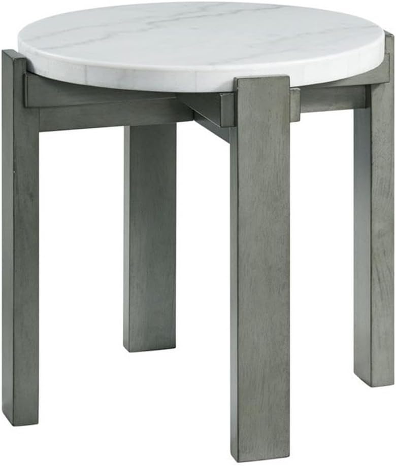 Pemberly Row Contemporary Round End Table, 24 in x 24 in x 24 in, Gray Base w...