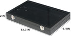Coward 20 Hooks Necklace Organizer Jewelry Box, Dustproof Necklace Display Holder Case, Black Velvet Necklace Display Tray Case with Transparent Glass Lid for Home Use or Store Selling Show