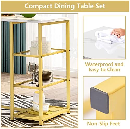 Recaceik 3-Piece Modern Pub Table Set, Bar Table Dining Table Set with Faux M...