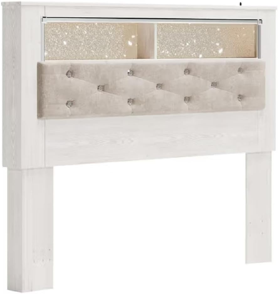 BOWERY HILL Queen Upholstered Bookcase Headboard, 66" W x 7" D x 54...