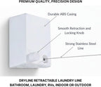 Dryline Retractable Clothesline, White, Indoor Outdoor Wall Mounted Drying Rack, 15kg Weight Capacity, 4.2m Length, for Laundry Room, RV, Bathroom