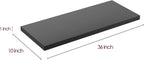 Wall Shelf Set of 3, Black Floating Shelves 36 in W x 10 in D x 1 in H, Wooden Floating Wall Shelf with Invisible Brackets for Living Room/Bedroom/Bathroom/Kitchen Storage and Decor