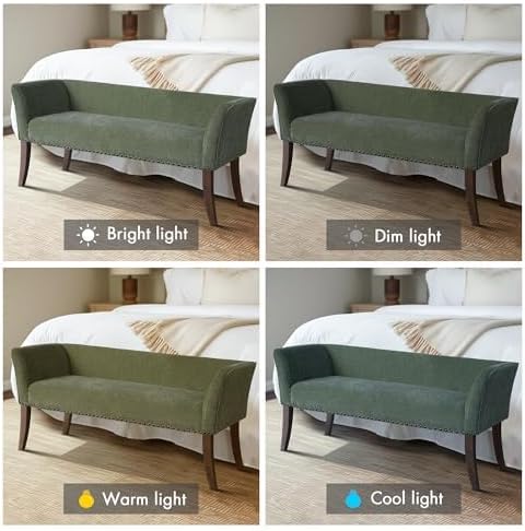 Madison Park Accent Bench, Plush Upholstered, Nailhead Trim, & Padded Sea...
