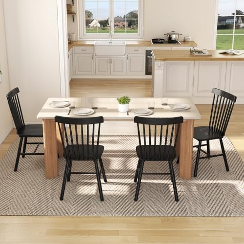 Windsor Dining Chairs Set of 2, Spindle Back Wooden Chairs