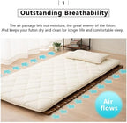 EMOOR Wood Roll-Type Slatted Bed OSMOS Twin for Japanese Futon Mattress (Brown), Breathable Floor Sleep Tatami Mat