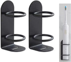Mighty Eco-Friendly Wall Toothbrush Holder for Bathroom - No Drilling, 2Pack (Black)