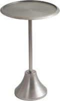Kate and Laurel Sanzo Modern Pedestal Side Table, 15 x 15 x 24, Antique Silver, Decorative End Table with Hammered Tabletop for Use as a Bedroom Nightstand or Living Room Accent Table