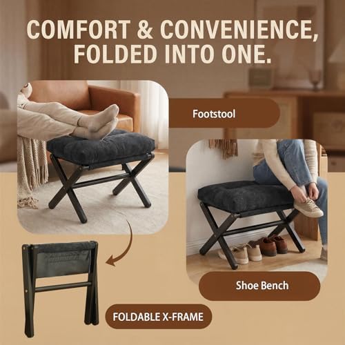 Baveke Foldable Ottoman Foot Rest for Chair, Small Foot Stools Ottoman for Ho...